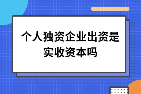 个人独资企业出资是实收资本吗