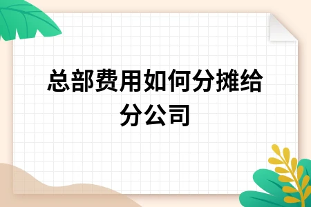 总部费用如何分摊给分公司