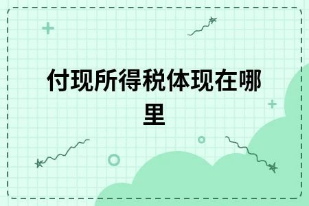付现所得税体现在哪里 付现所得税体现在哪里