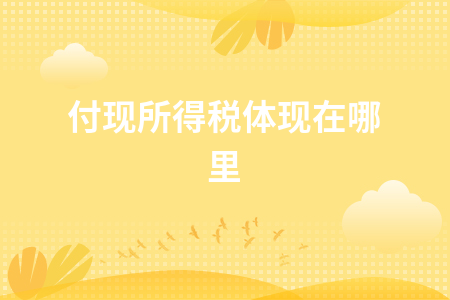 付现所得税体现与付现成本计算解析