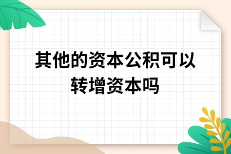 其他的资本公积可以转增资本吗