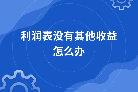 利润表没有其他收益怎么办
