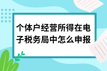 个体户经营所得在电子税务局中怎么申报