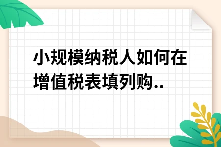 小规模纳税人如何在增值税表填列购买的金税盘