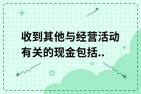 其他经营活动现金是否包含往来款详解
