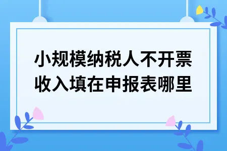 小规模纳税人不开票收入填在申报表哪里 小规模纳税人不开票收入填在申报表哪里