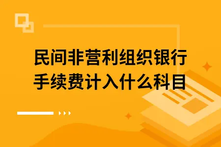 民间非营利组织银行手续费计入什么科目 民间非营利组织银行手续费计入什么科目