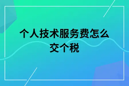 个人技术服务费怎么交个税 个人技术服务费怎么交个税