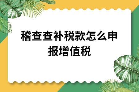 税务稽查查补税款如何申报增值税操作指南