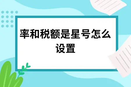 税率和税额是星号怎么设置