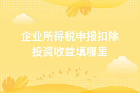 企业所得税申报投资收益填写位置详解