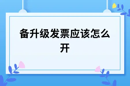 设备升级发票应该怎么开