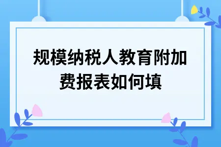 小规模纳税人教育附加费报表如何填 小规模纳税人教育附加费报表如何填