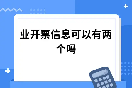 企业开票信息可以有两个吗