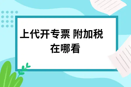 网上代开专票 附加税在哪看