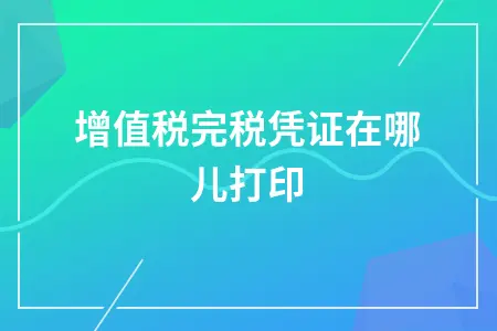增值税完税凭证在哪儿打印