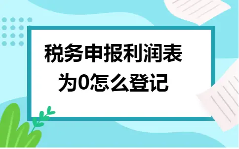 税务申报利润表为0怎么登记