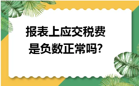 报表上应交税费是负数正常吗